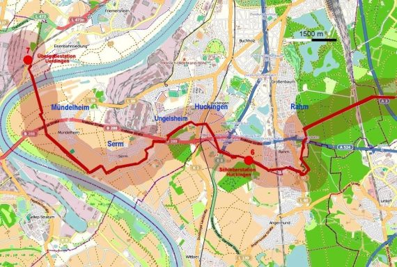 Trassenverlauf CO-Pipeline Duisburg